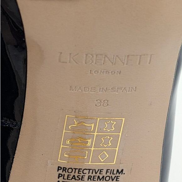 LK Bennett Stila Patent Leather Heel Courts Women's Navy Blue Size US7.5 EU38 - Picture 8 of 10